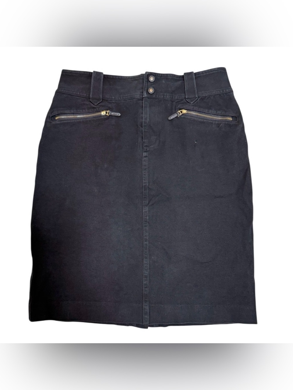 Ralph Lauren women’s Black Pencil Skirt with Zipper Accents denim size 8